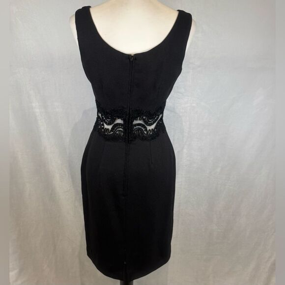 Vintage Maggy London gorgeous black dress with see through lace waist size 4 - Picture 3 of 5